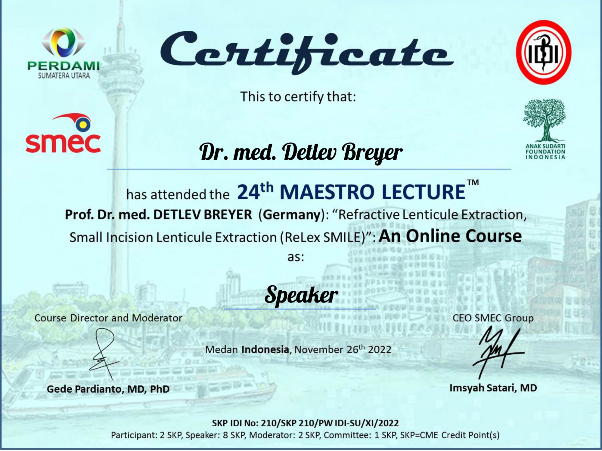 Dr. Breyer trägt bei den 24. Maestro Lectures vor