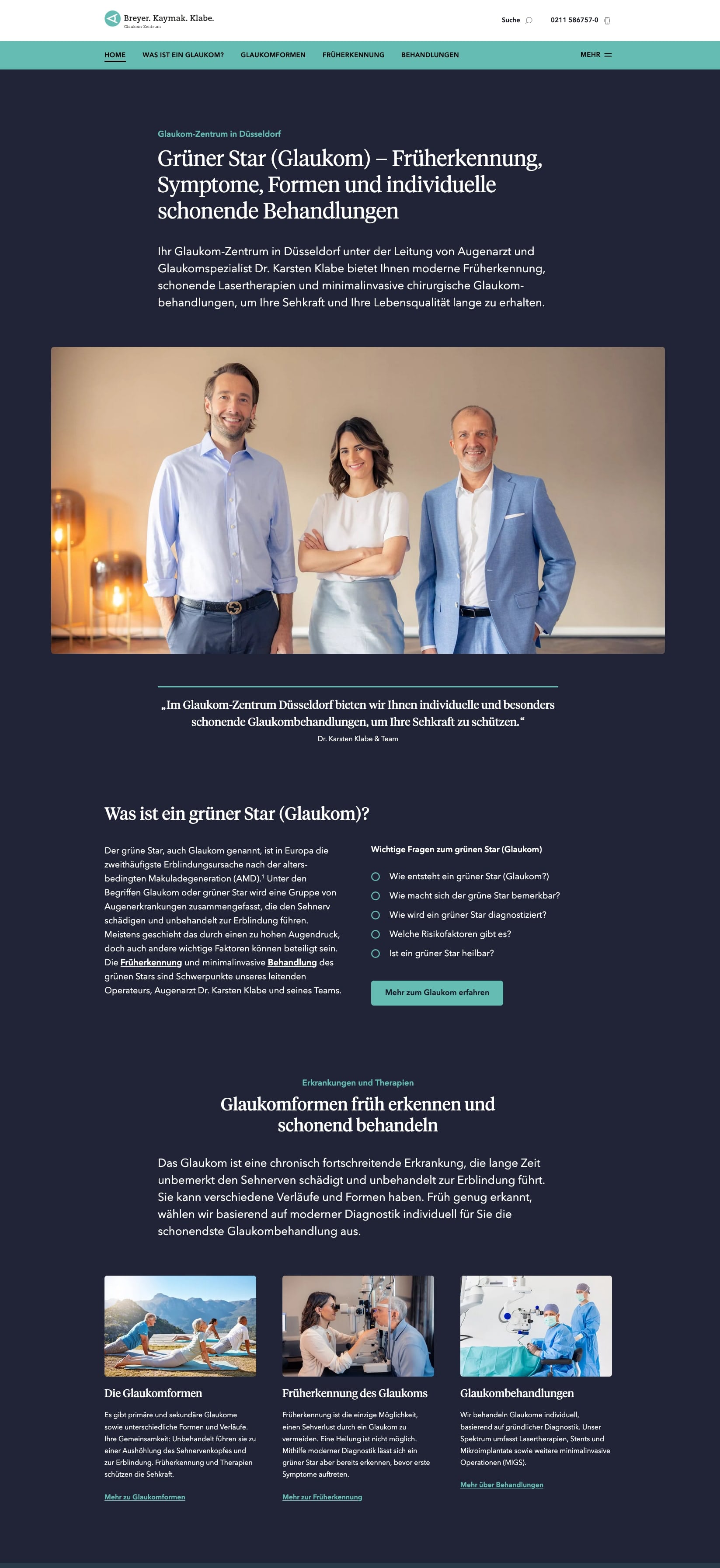 Screenshot von unserer Website glaukom.center