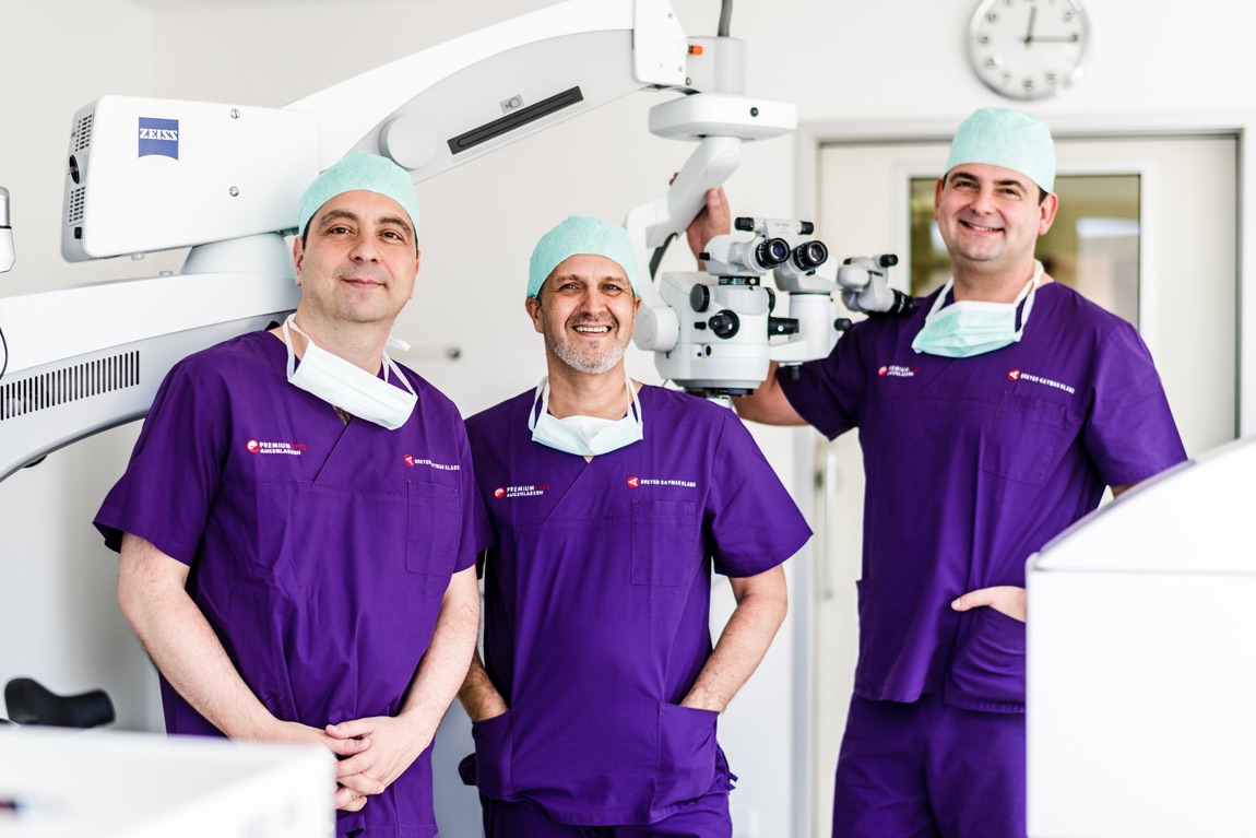 Unsere leitenden Augenoperateure Dr. Kaymak, Dr. Klabe und Dr. Breyer (v.l.n.r.)
