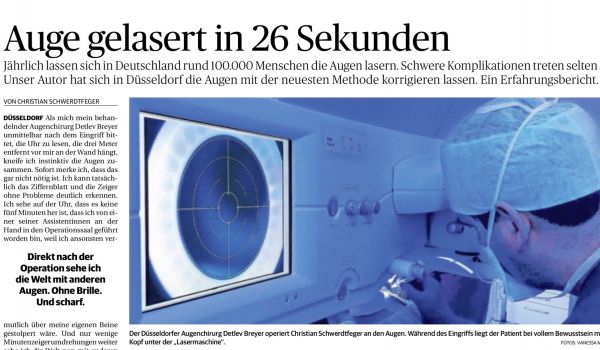 Redakteur der RP lässt seine Augen von Dr. Breyer lasern